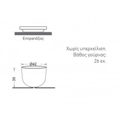 Μαρμάρινος Νιπτήρας Επιτραπέζιος Φ42cm Fossil Bucket Marble MR42-410 Grey Μαρμάρινος Νιπτήρας Επιτραπέζιος Φ42cm Fossil Bucket Marble MR42-410 Grey